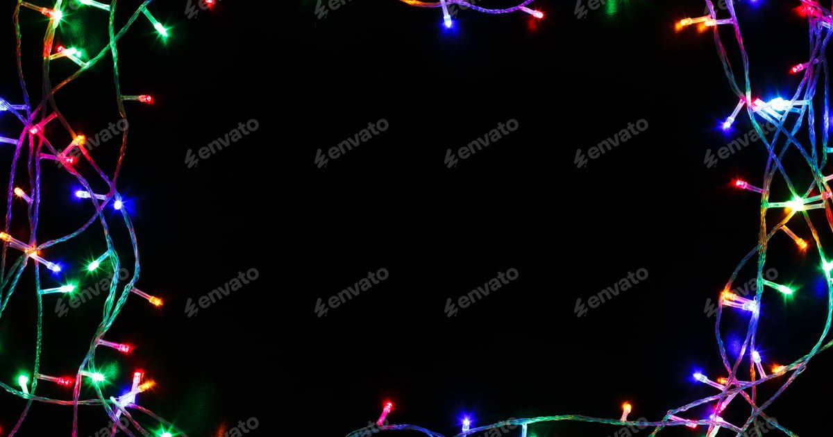 Colorful Christmas Lights Frame on a Black Background Free Download – Envato Elements