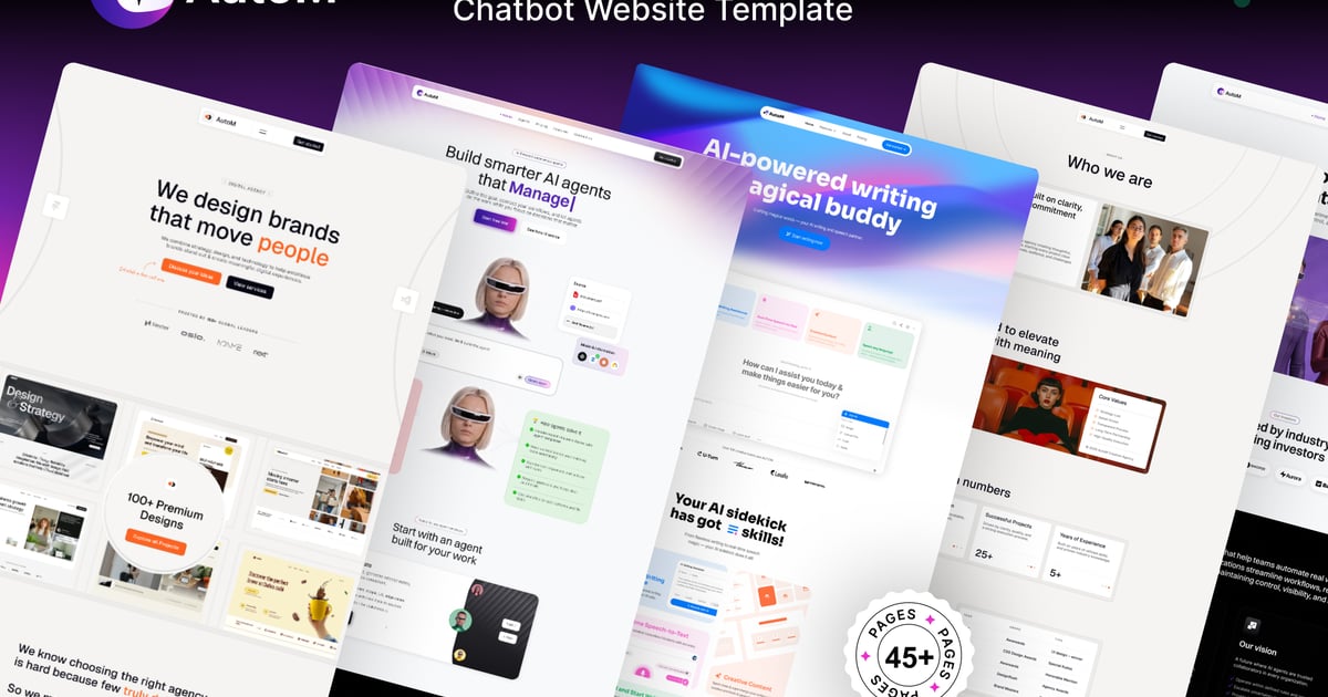 AutoM – Figma AI Agent AI Writer & Chatbot Website Free Download – Envato Elements